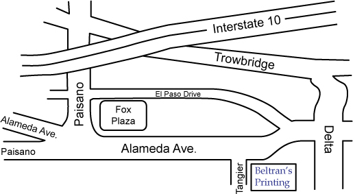 Map to Beltran's Printing